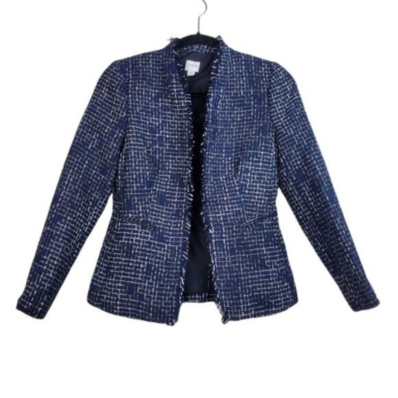 J.Crew Factory Womens Blue Black Tweed Broadway Blazer Size 00 - Picture 4 of 8